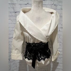Xscape Cream/White Blouse with Lace Detail - Size: 10